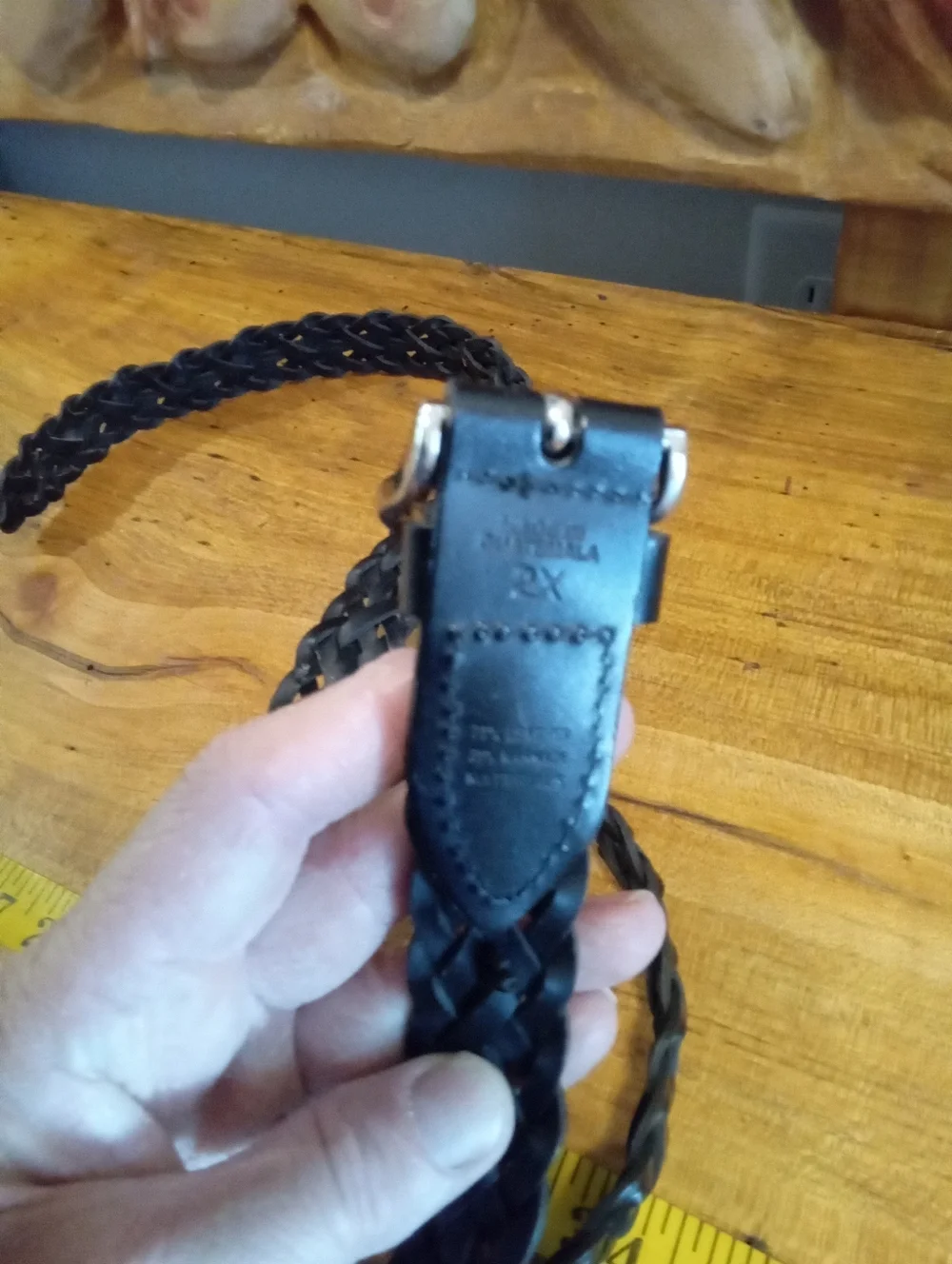 Black Woven Leather Belt - Classic Braided Style Size 2X